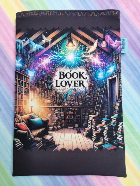 Preview: Buchtasche Buchhülle UNIKAT BookLover mit buchigem Innenfutter